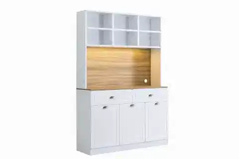 BLESK İNCE KUM AYDINLATMALI KAHVE KÖŞESİ DOLABI RAFLI