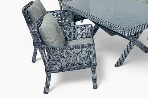 SİDE RATTAN BAHÇE MASA TAKIMI, 7 KİŞİLİK, 100X180 CM