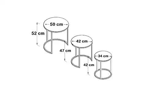 TUBİHOME ZİGON SEHPA TAKIMI, YUVARLAK, MEŞE