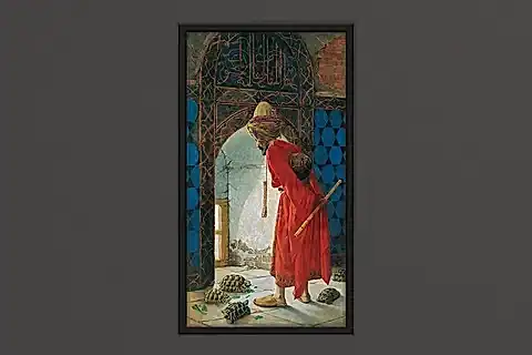 AHŞAP YAĞLI BOYA DOKULU TABLO, KAPLUMBAĞA TERBİYECİSİ