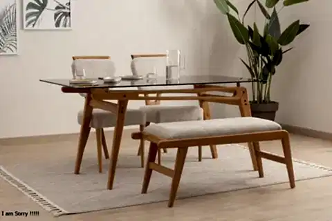 PALACE CAMLI BENCHLİ MASA TAKIMI, KREM, 160X80