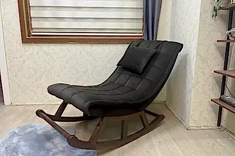 MİSKİN SALLANAN SANDALYE, ACI KAHVE, AHŞAP, CEVİZ