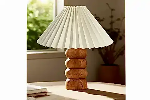 AHSENA HANDMADE AHŞAP PİLELİ ABAJUR, KREM