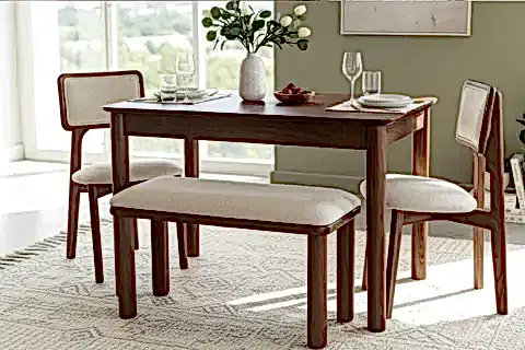 ELENA CEVİZ RENGİ AÇILIR BENCHLİ MUTFAK MASA TAKIMI 80X120