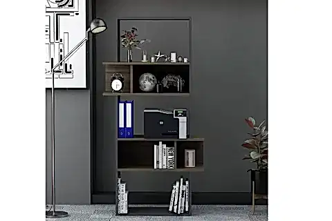 LAGOMOOD INFY KİTAPLIK, ANTRASİT CEVİZ, 5 RAFLI