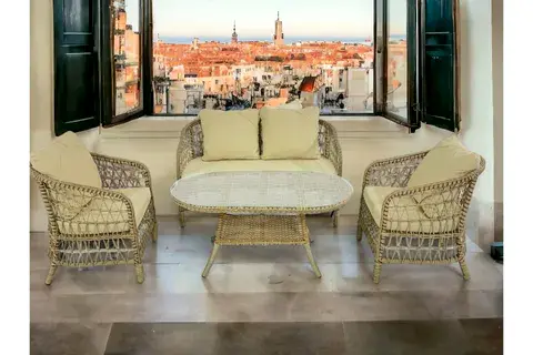 FOKAİ İKİLİ RATTAN BAHÇE VE BALKON MOBİLYASI TAKIMI