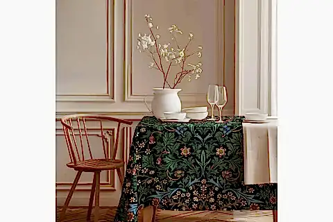 GECE ÇİÇEKLERİ PAMUK MASA ÖRTÜSÜ, 100X100 CM