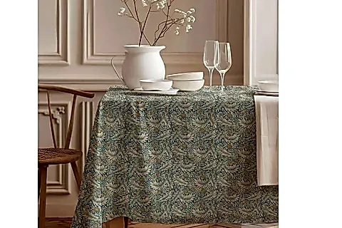ZÜMRÜT YAPRAKLAR PAMUK MASA ÖRTÜSÜ, 100X100 CM