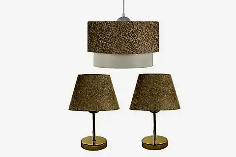 EVLİGHT 3'LÜ SET AVİZE METAL ABAJUR KUMBEJİ