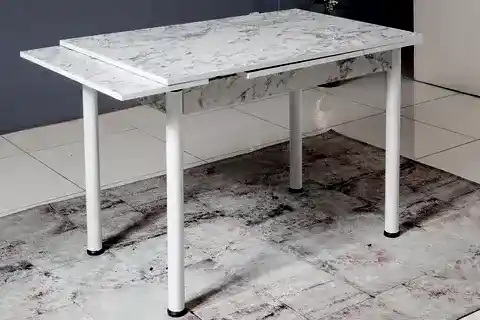 SMART MASA VE SMART SANDALYE TAKIMI, BEYAZ MERMER, 110X70