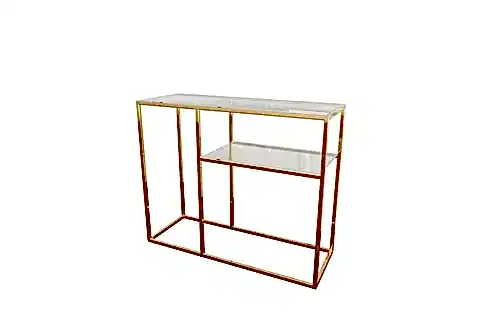 LUMİNA METAL DRESUAR PİRİNÇ AYAK ŞEFFAF CAM TABLA