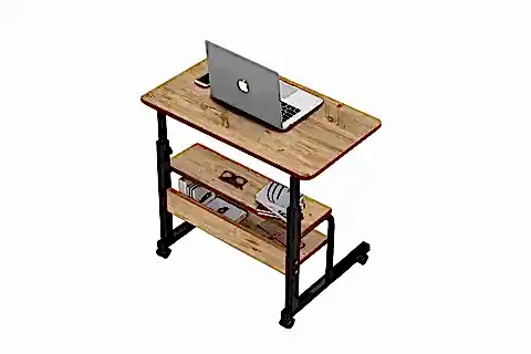 YÜKSEKLİK AYARLI VE ÇİFT RAFLI LAPTOP SEHPASI, ÇAM, 70X40