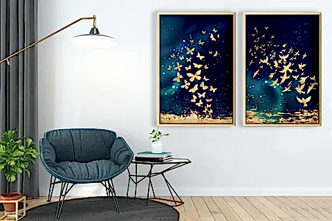 AHŞAP PARLAK KUM DOKULU ALTIN RESİM