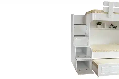 MDF ÖN YÜZEYLİ RANZA SU BEYAZ YAVRULU RANZA, 90X190