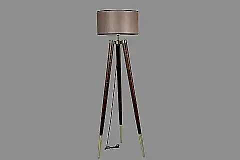 STİL SİLİNDİR LAMBADER, CEVİZ AYAK, KOYU HASIR ABAJURLU