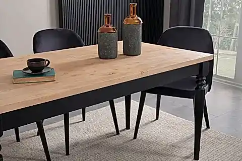 BLACK AHŞAP MASA TAKIMI, 140X80