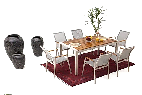 DAİSY BAHÇE YEMEK MASA SETİ, 8 KİŞİLİK, SERAMİK