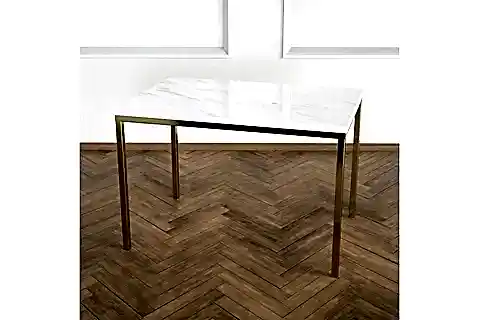 SHİNY YAN SEHPA, PİRİNÇ AYAK, BEYAZ MERMER TABLA