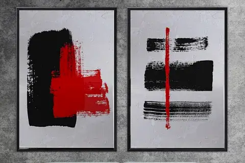 ÇERÇEVELİ TRAVERTEN DOKULU SOYUT TABLO, 60X90, 02 2'Lİ