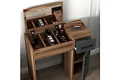 İNCİ AYNALI MAKYAJ MASASI, CEVİZ ANTRASİT