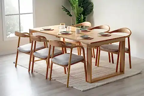 ATLAS MASİF AHŞAP YEMEK MASASI TAKIMI, NATURAL