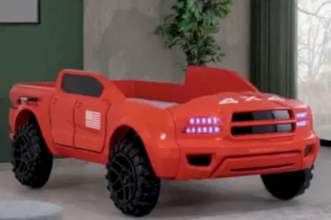 PİCKUP LEDLİ ARABALI YATAK, KIRMIZI, 100X190