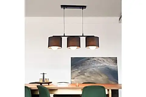 SILA KUMAŞ BAŞLIKLI SIRALI ÜÇLÜ SİYAH AVİZE