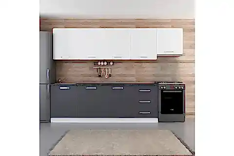 MİNAR  ELA 300 CM MUTFAK DOLABI BEYAZ ANTRASİT 300-A11