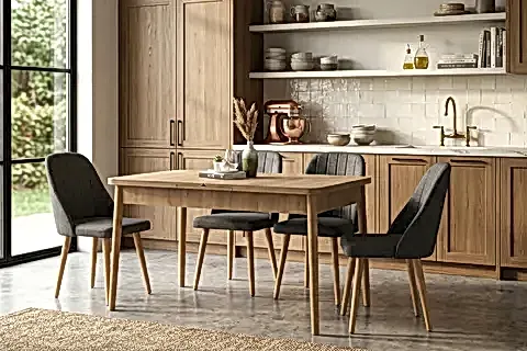 PERA AÇILIR MUTFAK MASA TAKIMI, KARİNA MEŞE ANTRASİT