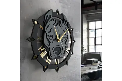 PİTBULL SİLÜETİ DUVAR SAATİ