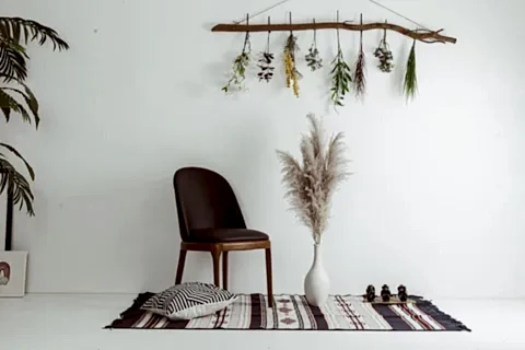 SERAMİK VAZO VE 4 ADET PAMUKLU PAMPAS BEYAZ/KREM