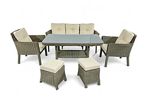 PREMİUM OKYANUS RATTAN ÜÇLÜ BAHÇE KOLTUK TAKIMI, 2 PUF