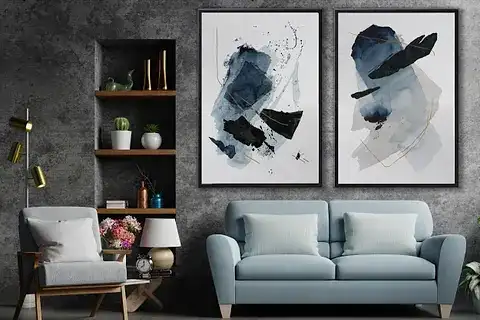 AHŞAP TRAVERTEN DOKULU SOYUT RESIM TABLO, 60X90, 27 2'Lİ