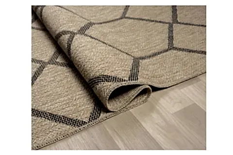 QUEEN JÜT HASIR GÖRÜNÜMLÜ DOKUMA HALI, SIYAH, 80X150, 669