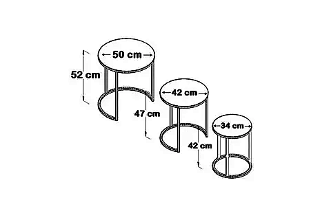 TUBİHOME ZİGON SEHPA TAKIMI, YUVARLAK, CEVİZ