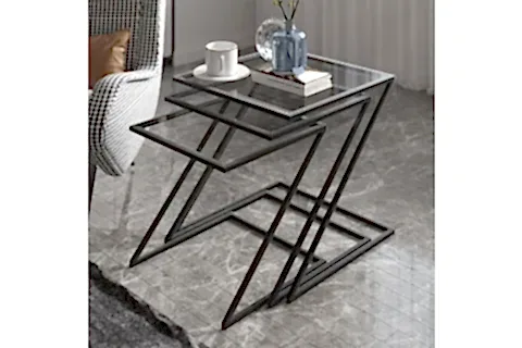 MİSTO ZİGON SEHPA, ÜÇLÜ, SİYAH AYAK