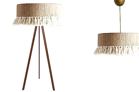 EVLİGHT İKİLİ SET JÜT PÜSKÜLLÜ AVİZE VE LAMBADER