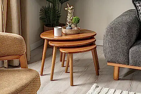 VALENS KAYIN AHŞAP SEHPA TAKIMI, CEVİZ