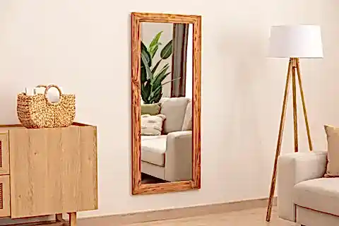 MASİF AHŞAP DİKDÖRTGEN DEKORATİF DUVAR BOY AYNASI 100X40