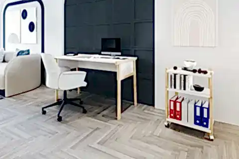 ZENİTH ÇALIŞMA MASASI KİTAPLIK TAKIM, BEYAZ MEŞE, 120 CM