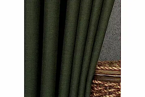 MASSARELLİ KETEN SIK PİLE FON PERDE, KOYU YEŞİL, 60X260