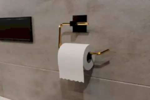 BİNO YAPIŞKANLI TASARIM TUVALET KAĞITLIĞI ASKISI, GOLD, PASLANMAZ ÇELİK
