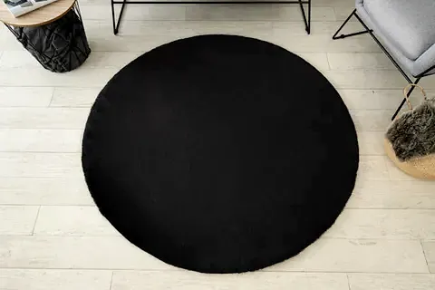 TAPPETO REX TAVŞANI YUVARLAK POST HALI, SİYAH, 80X80