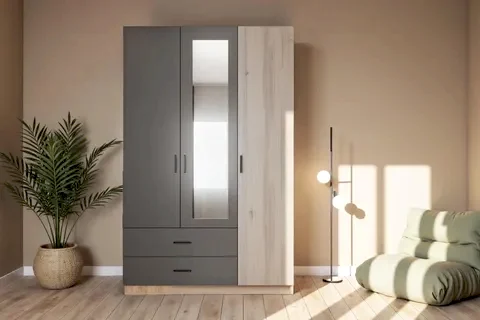 LATRE 3 KAPAKLI GARDIROP, 2 ÇEKMECELİ, AYNALI