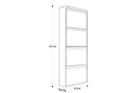 TUBİHOME METAL AYAKKABILIK, 4 BÖLMELİ, KREM