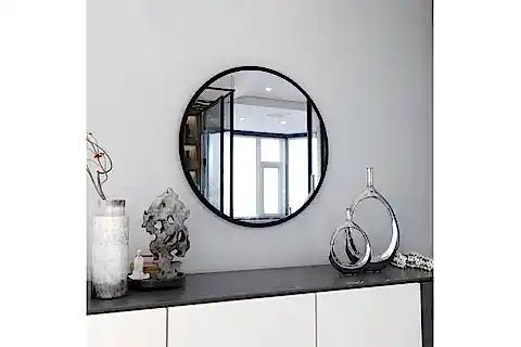 MARSAH HOME METAL ÇERÇEVELİ YUVARLAK AYNA, SİYAH, 70X70