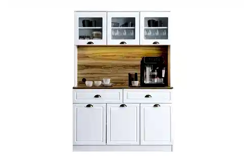 BLESK İNCE KUM AYDINLATMALI KAHVE KÖŞESİ DOLABI RAFLI