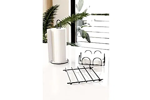 BİNO SERVİS SUNUM SETİ, SİYAH MAT, ÜÇLÜ