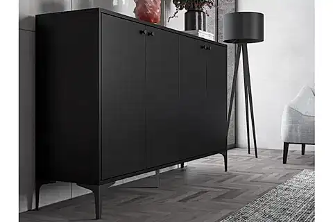 HESTİA PREMIUM KONSOL, 4 KAPAKLI, SİYAH, 160 CM