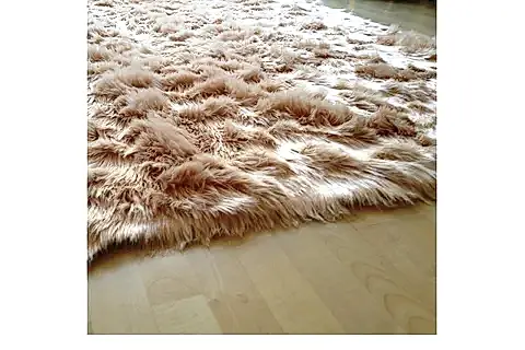 TAPPETO KUZU KÜRKÜ DEKORATİF POST HALI, CAMEL, 80X150